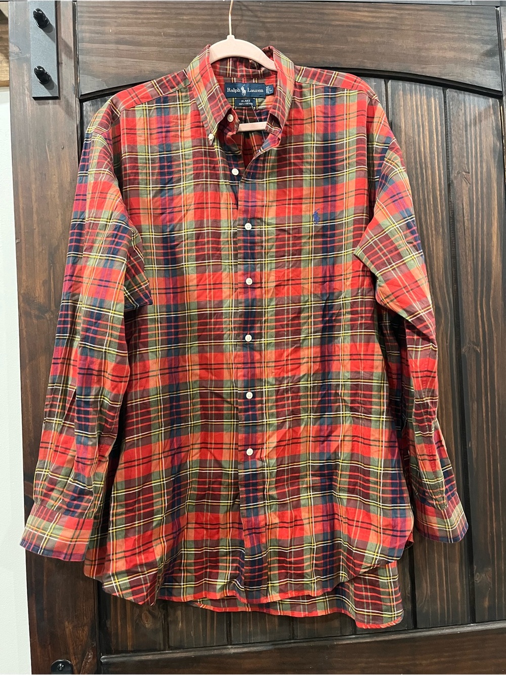 Ralph Lauren Polo  men’s plaid button up large like new